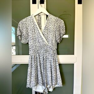 Altar’d State White and Blue Floral Romper - size M